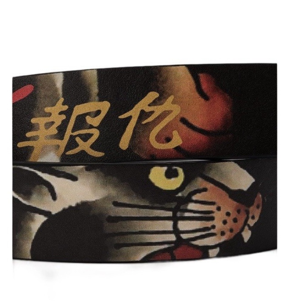 Ed Hardy Mens Black Panther Skull Reversible Belt Size 32 NWT